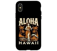 Aloha Hawaii Vintage Hula Dancer Ukulele Palm Trees Ocean Case for iPhone X/XS