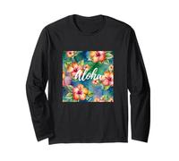 Aloha Hibiscus Flowers oahu Maui Kauai Live pono Honeymoon Long Sleeve T-Shirt