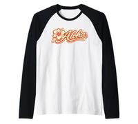 Aloha Hibiscus Hawaii 70s Retro Surf Tropical Island Vibes Raglan Baseball Tee