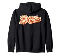 Aloha Hibiscus Hawaii 70s Retro Surf Tropical Island Vibes Zip Hoodie