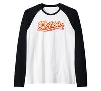 Aloha Hibiscus Hawaii Retro Tropical Script Vibes 70s Raglan Baseball Tee