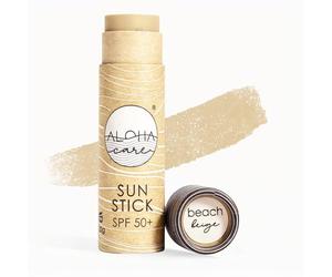 Aloha Plastic-Free Surf Sunblock · Mineral Tinted Sunscreen Stick for Face SPF 50+ · Water-resistant & Reef Safe · 20g (Light Beige)
