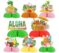Aloha Retirement Party Decorations - 8pcs Tropical Honeycomb Centerpieces, Beach Themed Retirement Party Decorations, Flamingo Tropical Hawaiian Luau Happy Retirement Farewell Party Supplies