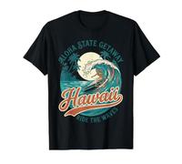 Aloha State Getaway Hawaii Ride The Waves Value Graphic T-Shirt, Men, Black, XL