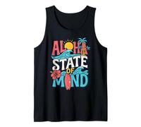 Aloha State of Mind Hawaii Surf Beach Tropical Graphic Art Tank Top