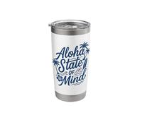 Aloha State of Mind Hawaiian Surf Beach Palm Wave Graphic Stainless Steel Insulated Tumbler