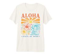 Aloha State of Mind Hawaiian Tropical Hibiscus Sun Waves Premium T-Shirt