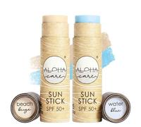 Aloha Sun Stick SPF 50+, Ideal for Water Sports & Surfing, Mineral Sunscreen Stick SPF 50 Face, Sunblock Stick, Sun Block Sticks for Face, SPF Stick, Zinc Stick Alternative Sunstick, 2pcs blue + beige