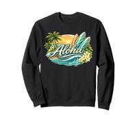 Aloha Surfboard Hawaii Tropical Sunset Palm Beach Vibes Sweatshirt