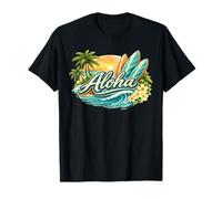 Aloha Surfboard Hawaii Tropical Sunset Palm Beach Vibes T-Shirt