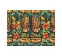Aloha Tiki Pattern Cozy Flannel Blanket â€“ Soft and Warm, Luxurious Texture, Versatile Use â€“ Extra Large Size