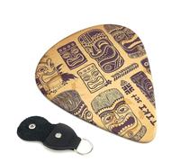 Aloha Tiki Pattern Guitar Picks, 6 Pcs Guitar Plectrums double-sided printing, suitable for acoustic, electric and bass guitars, including 0.46 mm 0.71 mm 0.96 mm