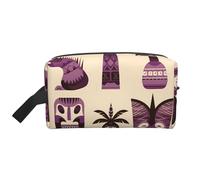 Aloha Tiki Pattern Water-Resistant Travel Toiletry Organizer Bag, Large Capacity Portable Cosmetic Storage for Gym/Daily Essentials