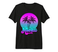 Aloha Tropical Sunset Palm Trees Retro Summer Vibes Premium T-Shirt