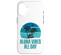 Aloha Vibes Retro Surfer & Dolphin Hawaii Island Design Case for iPhone 16