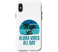 Aloha Vibes Retro Surfer & Dolphin Hawaii Island Design Case for iPhone X/XS