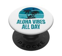 Aloha Vibes Retro Surfer & Dolphin Hawaii Island Design PopSockets Adhesive PopGrip