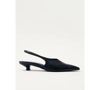 Alohas Eros Leather Kitten Heel Slingback Mules Black