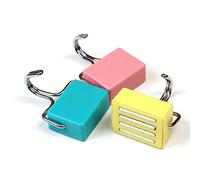 Alohha All-Purpose Kitchen Strong Magnetic Hooks for Keys,Coat,Fridge and Doors with Pink,Yellow,Blue Colour 3 Pack
