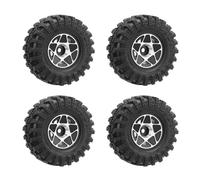 Alomejor 1.0 RC Wheels Rims Aluminum Alloy Lightweight Soft Rubber Tires for 1/24 Scale RC Crawlers with 5 Star Hub (Black)