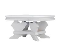 Alomejor 1:12 Dollhouse Miniature Coffee Table, White Oval Shape Miniature Tea Table Dollhouse Decoration Accessories