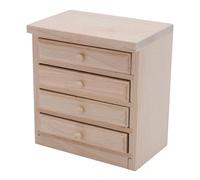 Alomejor 1:12 Scale Dollhouse Night Stand Miniature Bedside Table Birch Wood with 4 Opening Drawers for Doll Collectors Model Homes