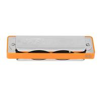 Alomejor 10-Hole Harmonica, Blues Harp Bb Key (Orange) | Wind Musical Instrument with Phosphor Bronze Reeds Brass Base for Beginners Practice