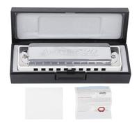 Alomejor 10-Hole Harmonica, Blues Harp Bb Key (White) | Wind Musical Instrument with Phosphor Bronze Reeds Brass Base for Beginners Practice