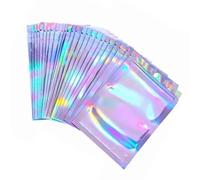 Alomejor 100PCS Iridescent Hologram Cellophane Self Sealing Bag Top Sealing for Candy Storage, Jewelry Packing 9 X 12cm Party