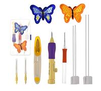 Alomejor 12pcs DIY Embroidery Pen Set, Adjustable Needles with Adjustable Punch Needle, Water Erasable Pen for Beginners and Craft Lovers