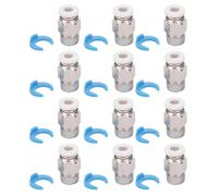 Alomejor 12Pcs Pneumatic Fitting Push Connector, Durable Stainless Steel Connectors, Ideal for 3D Printer Extruder Accessories, Small Size for Convenient Use