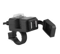 Alomejor 12V Dual USB Motorcycle ABS Handlebar 5V 1A 2.1A Power Outlet with Handlebar and Mirror Mount for Motorcycle Electric Vehicle Riders (12-24V)
