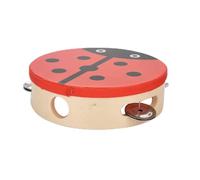 Alomejor 15cm Wooden Handheld Tambourine with Colorful Patterns and Metal Finger Cymbals for Dance and Music Activities (Beetle)