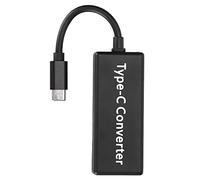Alomejor 2/1 to Type-C Adapter Compact Converter for Fast Charging Devices Travel Use ABS Material (Black)