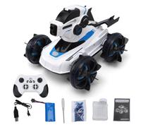 Alomejor 2.4G RC Tank, 1/12 Scale Amphibious Remote Control Vehicle with Water Mist, Beads, Lights, Music, Auto Demo for Outdoor Battles (White)