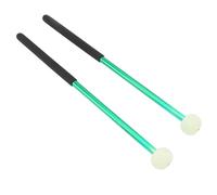 Alomejor 2 Pcs Timpani Mallets Percussion Sticks Bass Drum Mallets with Premium Alloy Body Wool Felt Head Rubber Handle for Drums Snare Marching Band (Green)