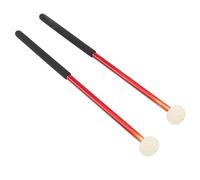 Alomejor 2 Pcs Timpani Mallets Percussion Sticks Bass Drum Mallets with Premium Alloy Body Wool Felt Head Rubber Handle for Drums Snare Marching Band (Red)