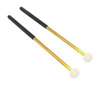 Alomejor 2 Pcs Timpani Mallets Percussion Sticks Bass Drum Mallets with Premium Alloy Body Wool Felt Head Rubber Handle for Drums Snare Marching Band (Golden)