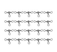 Alomejor 20pcs 3 Way Fishing Swivels with Ball Bearings - T-Shaped Cross-Line Rolling Swivel for Angling, Carp & Sea Fishing (Size 3#) - Stainless Steel, High-Strength, Smooth Rota