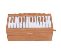 Alomejor 25 Key BT Playable Piano Calendar Electronic Keyboard with 52 Songs, 8 Instruments, LED Lights, Rechargeable Music Desk Decor for Home (Wood Grain)