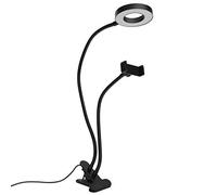Alomejor 2in1 LED Fill Light with 360-Degree Phone Holder for Video Recording and Selfies, Compact Design, Black