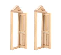 Alomejor 2pcs Dollhouse Miniature Door Mini Wooden Door for 1:12 Scale 1: 16 Scale Furniture DIY Dollhouse Chrismas