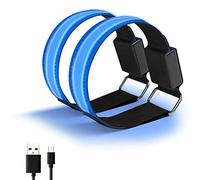 Alomejor 2Pcs LED Bracelet USB Rechargeable Reflective Band Adjustable Safety Light Up Armbands for Outdoor Jogging Running Cycling Sports (blue)