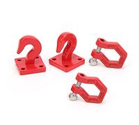 Alomejor 2pcs Metal RC Trailer Hook, Durable Corrosion Resistant Spare Parts for SCX10 90046 D90, with Exquisite Workmanship 1/10 Scale RC Car Model (Red)