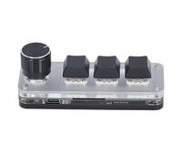 Alomejor 3 Key Mini Keypad with RGB LED Red Switch for Gaming, USB C Wired Keypad for Music Control, Custom for Industrial Use, ABS, 3.9 X 1.4in