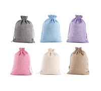 Alomejor 30 Pcs Drawstring Cloth Bag Linen Jewelry Drawstring Bag 9x12cm 6 Colors Favor Pouch with Locking Edge Stitching for Christmas Weddings Parties Small Gifts
