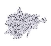Alomejor 300 Pcs Acrylic Number Beads for DIY Jewelry Making Clear Lettering Durable Crafts White Color