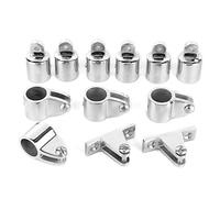 Alomejor 316 Stainless Steel Marine Fitting Set, Boat Jaw Slide Eye End Cap Deck Hinge 22mm 7 8in, 12 Piece 3 Bow Bimini Top Hardware for Boat Yacht Deck Mount Use