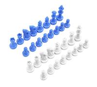 Alomejor 32PC Plastic Chess Pieces Set, King Height 49mm Blue and White Chessmen for Competition, with Compact Shape for Home School Coffee Shop