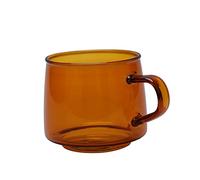 Alomejor 350ml Glass Coffee Mug Heat Resistant Borosilicate Glass Cup Handle Crystal Clear Water Cup for Cafe Restaurants Smooth Round Tea Lovers (Succinite)